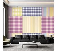 Rustic Tartan Wallpaper - Girls Striped Patchwork Wall Mural 400x280 cm (W x H), Non-Woven Photo Wallpaper Mural for Bedroom, Living Room, Hallway, Home Decor Y&W92
