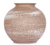 Rustic Terracotta Vase for Farmhouse Decor, Large Round Ceramic Vases for Home Decor, Wide Mouth Brown Clay Jug, Vintage Pottery Vases for Living Room, Kitchen, Table Centerpieces Rustic Home Decor