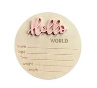 Rustic Timber Reveal - Personalised Aesthetic Wooden Engraved Disc Decoration Accessory | Circular Floral Frame to Document Arrival