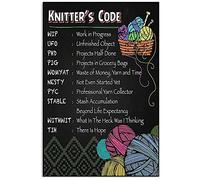 Rustic Tin Decor Knitter's Code Tin Signs Vintage Funny Signs Unique Home Decorations Cute Wall Decor Metal Poster for Bedroom Office Kitchen 8x12 inch