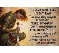 Rustic Tin Decor Warrior the Devil Whispered in My Ear Metal Sign Vintage Home Decor Rustic Aluminum Tin Signs Wall Art Metal Poster 6x8 Inch