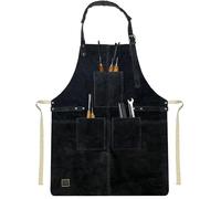 Rustic Town Leather Grill Work Apron with Tool Pockets - Adjustable BBQ Bib up to XXL for Men and Women - Woodworking Shop Apron - Heavy Duty Leather Tool