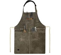 Rustic Town Leather Grill Work Apron with Tool Pockets - Adjustable BBQ Bib up to XXL for Men and Women - Woodworking Shop Apron - Heavy Duty Leather Tool
