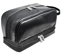 RUSTIC TOWN Leather Toiletry Bag for Men - Shaving Dopp Kit - Travel Gift Bathroom Shower Toiletries Organizer - Cosmetic Makeup Bag for Women (Black)