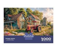 Rustic Tractor Farm Puzzle 1000Pc Vintage Countryside Scene Jigsaw Puzzles Family Puzzle Game with Extra Fun Challenges 100% Recycled Cardboard for Adults, Ages 14+ 75x50cm/1000pcs