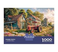 Rustic Tractor Farm Year in Pictures 1000 Piece with Clean Edges Jigsaw Puzzles Vintage Countryside Scene As Dementia Friendly Activities for Concentration Games 70x50cm/1000pcs