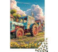 Rustic Tractor Scene- 1000 Pc Eco-Friendly Paper Vintage Rural Landscape Art Puzzle Adult Hobbyists Portable Mind Decompression Hours Entertainment 70x50cm/1000pcs