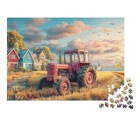 Rustic Tractor Scene 1000 Piece Sturdy Paper Board Vintage Farm Landscape Style Jigsaw Puzzles for Teens Digital Detox Home Decor Recycled Cardboard Anti-glare 38x26cm/1000pcs