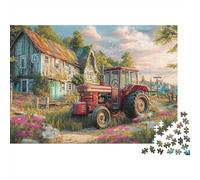 Rustic Tractor Scene 1000 Pieces Puzzles Beautiful View Vintage Rural Farm Style Decoration Puzzle Educational Game Gifts Puzzles for Adults Jigsaw Puzzles for Adults 52x38cm/1000pcs