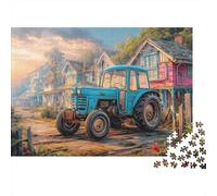 Rustic Tractor Scene 1000Pc Jigsaw Puzzle Vintage Rural Landscape Style Premium Quality, Great for Adults & Kids 52x38cm/1000pcs