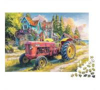 Rustic Tractor Scene Extra-Thick Cardboard Vintage Rural Artwork DIY Jigsaw Puzzle for Adults Kids 12 Years Up Fun Challenging Family Game Beautiful Decoration 52x38cm/1000pcs