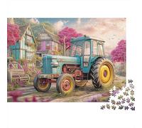 Rustic Tractor Scene Jigsaw Puzzles for Adults Challenging Puzzles The Impossible Challenge 1000 Pieces Vintage Farm Aesthetic Difficult Hard Jigsaw Puzzles for Man And Woman with Letters on Back 70x5