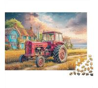 Rustic Tractor Scene Jigsaw Puzzles for Adults Challenging Puzzles The Impossible Challenge 1000 Piece Vintage Rural Landscape Art Difficult Hard Jigsaw Puzzles for Man And Woman with Letters on Back