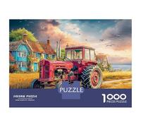 Rustic Tractor Scene Puzzle 1000Pc Vintage Rural Landscape Art Jigsaw Puzzles Family Puzzle Game with Extra Fun Challenges 100% Recycled Cardboard for Adults 52x38cm/1000pcs