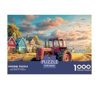 Rustic Tractor Scene Safe Material Design Vintage Farm Landscape Style for Friends, Family And Puzzle Loving People Around You 38x26cm/1000pcs