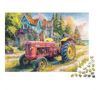 Rustic Tractor Scene Thousand Pieces Vintage Rural Artworkcardboard Puzzle for Grandparents Sturdy No Burrs Lightweight Easy to Assemble 38x26cm/1000pcs