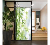 Rustic Tree Bamboo Stained Glass Window Film Modern Sunshine Beautiful Natural Plant Privacy Window Film Non-Adhesive Glass Film Decorative Static Cling Film for Home Office 27.6Wx39.4L inch