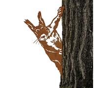 Rustic Tree Stake - Outdoor Garden Decoration made of genuine Corten steel. Beautiful garden ornament, unique and durable squirrel.