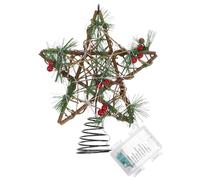 Rustic Tree Topper with Led Light: Rustic Christmas Tree Topper Hollow Star Ornament 25cm Wooden Christmas Treetop Decor for Xmas Holiday Festive Decorations