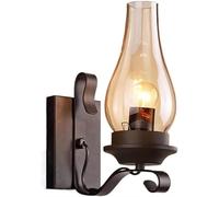 Rustic V-intage Farmhouse Glass Shade Oil Rubbed Wall Sconce Light, Retro Industrial Wall Lamp Black Iron Art Decor Light Fixtures,Chandelier Lamp