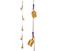 Rustic Vintage Bell for Home Wall Décor Decoration Garden - 5 Handmade Bells in a String with Beads. Wind Chime Bell Chime Cow Cat Cattle Bells Gifting (Antique Golden Big Bell-1 String)
