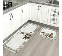 Rustic Vintage Farm Animals Kitchen Mats for Floor, Sweet Home Floral Soft Mats, Cozy Cushioned Washable Decor Rugs for Kitchen Sinks Laundryroom Bathroom 2pcs