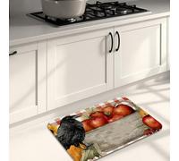 Rustic Vintage Kitchen Mats for Floor, Red Apples and Pumpkins Soft Mats, Cushioned Comfort Washable Non Slip Decor Rugs for Kitchen Sinks Laundryroom Bathroom 16x24 Inch