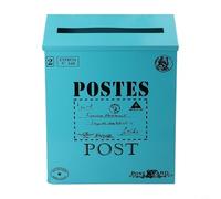 Rustic Vintage Metal Mailbox Featuring European Design, Wall Mount Model Perfect For Home Decoration And Photography Applications(Blue)