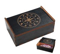Rustic/Vintage/Natural Tarot Card Box, Wooden Trinket Box Tarot Organizer with Sliding Lid, Multifunctional for Jewelry, Stone, Keepsake, Trinket, 13.3x8.3x5.2cm/5.24x3.27x2.05 inches