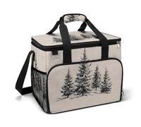 Rustic Vintage Snowy Spruce Trees Camping Cooler Bag Insulated Beach Coolers Portable Leak Proof Bags with Shoulder Strap