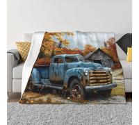 Rustic Vintage Truck Autumn Throw Blanket for Couch, Soft Comfy Warm Plush Throw Blanket 50x40 inch, Lightweight Cozy Fuzzy Flannel Blanket & Throws for Sofa Bed