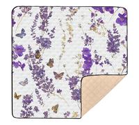 Rustic Violet White Floral3 Cute Foldable Baby Playmat for Floor 1-Piecing Padded Baby Mat for Babies Infants Toddlers, 50'' x 50''