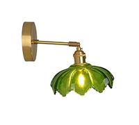 XHJL Rustic Wall Lights Lotus Leaf Shade Green Glass Lampshade Antique Wall Sconce Lamp Pastoral Retro Style Wall Lighting Fixtures for Living Room Bedroom Office Home Kitchen Loft Bar