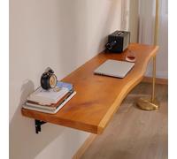 Rustic Wall Mounted Folding Desk Space Saving Brown Fold Down Table for Small Kitchens & Dining Heavy Duty Computer Desk 31.5x17.7in Perfect for Limited Spaces