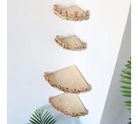 Rustic Wall-Mounted Triangle Shelf, Solid Wood Floating Storage Rack with Irregular Branch Edge, Scalloped Design, Retro Natural Fence - Perfect for Home Décor and nization - 2 Pack