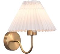 Rustic Wall Sconce Gooseneck Lighting, Bedside Wall Lamp with Pleated Fabric Shade, French Retro Wall Mounted Lamp 1-Light Fixtures for Bedroom Living Room (Gold)