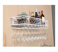 Rustic Wall Wine Bottle Rack Floating Shelves for Wine Glasses Kitchen Bar nizer 60x25cm White Storage Solution for Home Decor and Wine Lovers.