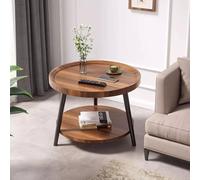 Rustic Walnut Round Coffee Table 40cm Low Tea Table for Living Room Modern Wooden Center Table Perfect for Cozy Spaces and Small Areas