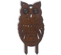 RUSTIC WAREHOUSE NORFOLK LIMITED Owl Garden Ornament, Fence Decoration, Owl Gift, Present For A Gardener, Rusty Metal Garden Decor, Garden Statue,