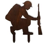 RUSTIC WAREHOUSE NORFOLK LIMITED Rusty Metal Kneeling Soldier Garden Decoration Statue Lest We Forget Sign Feature Ornament Gardening Gift Present