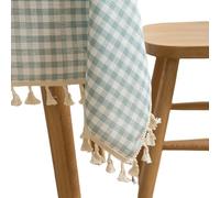 Rustic Washable Polyester Table Cloth Cotton Buffalo Check Design Wrinkle-Free Country Linen Table Cover for Home Kitchen Dining Parties Birthdays