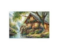 Rustic Watermill Cottage,Adult Jigsaw Puzzle 1000 Pieces,Classic Jigsaw Puzzles for Teens Boys and Girls with Sturdy, Tight-Fitting Pieces,Letters on the back,26x38cm