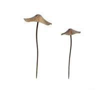 Rustic weatherproof outdoor mushrooms crafted from iron, featuring spring connection for lively motion, for garden decor in flower beds and patio areas