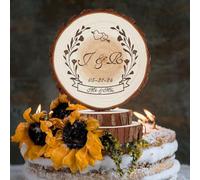 Rustic Wedding Cake Topper with Initials and Date Decoration Two Hearts Boho Custom Wedding Cake Toppers Mr Mrs Natural Wood Decor Chic Rustic Gifts for Couple Sweetheart Party Anniversary Birthday