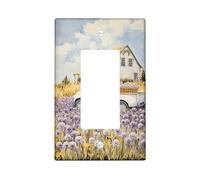 Rustic White Switch Cover Plate for Truck, Lavender Country Flowers for Home Decor, Thermoplastic Wall Plates, Standard Size Single Rocker