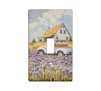 Rustic White Switch Cover Plate for Truck, Lavender Country Flowers for Home Decor, Thermoplastic Wall Plates, Standard Size Single Rocker