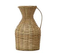 Rustic Wicker Vase with Handle Jug Style Natural Finish Hand Woven Rattan Floor Vase Wedding Anniversary Home Accessory Gift