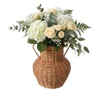 Rustic Wicker Vase with Handles Urn Style Natural Finish Hand Woven Rattan Floor Vase Wedding Anniversary Home Accessory Gift