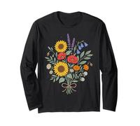Rustic Wildflower Bouquet Drawing Summer Flower Arrangement Long Sleeve T-Shirt