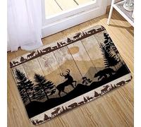 Rustic Wildlife Bear Deer Moose Vintage Wooden Plank Farmhouse Cabin Forest Hunting Bath Mats Non-Slip Absorbent Soft Plush Doormat Decor Floor Mat 36x24 Inch